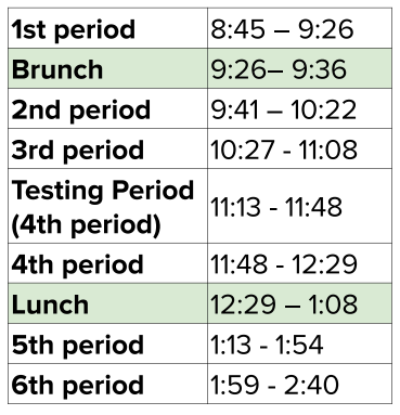 Bell Schedule