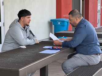 CTE Woodshop students participated in mock interviews with industry professionals.