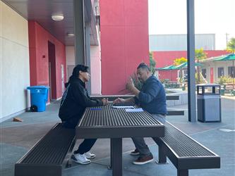 CTE Woodshop students participated in mock interviews with industry professionals.